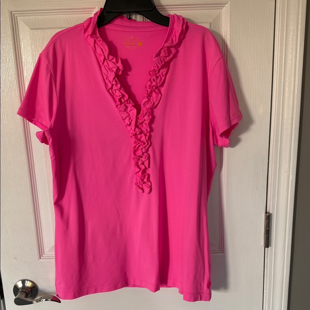 Lilly Pulitzer Vibrant Pink Ruffled Tee
